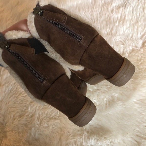 Aquatalia Christen Suede Shearling Wedge Bootie - Picture 5 of 11